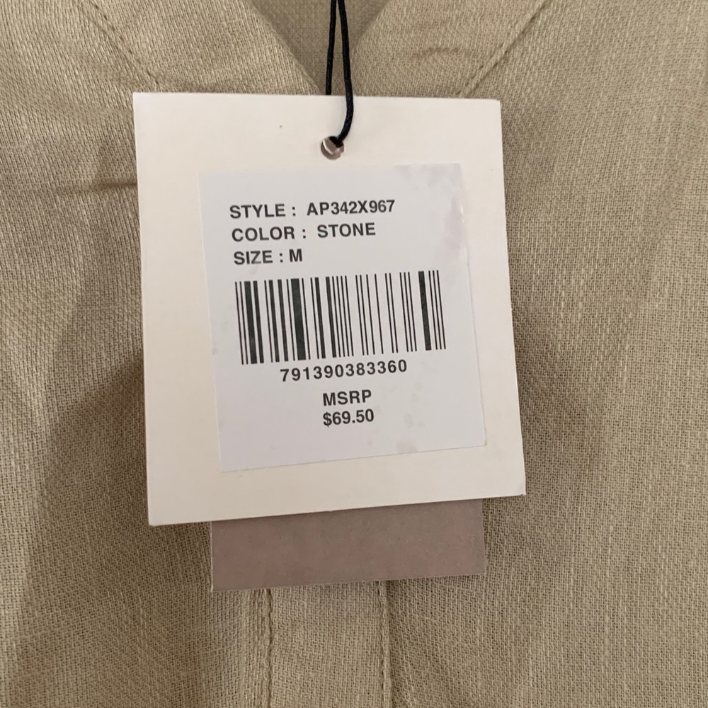 Alex & Parker stone linen flutter sleeve blouse womens new - Picture 4 of 7